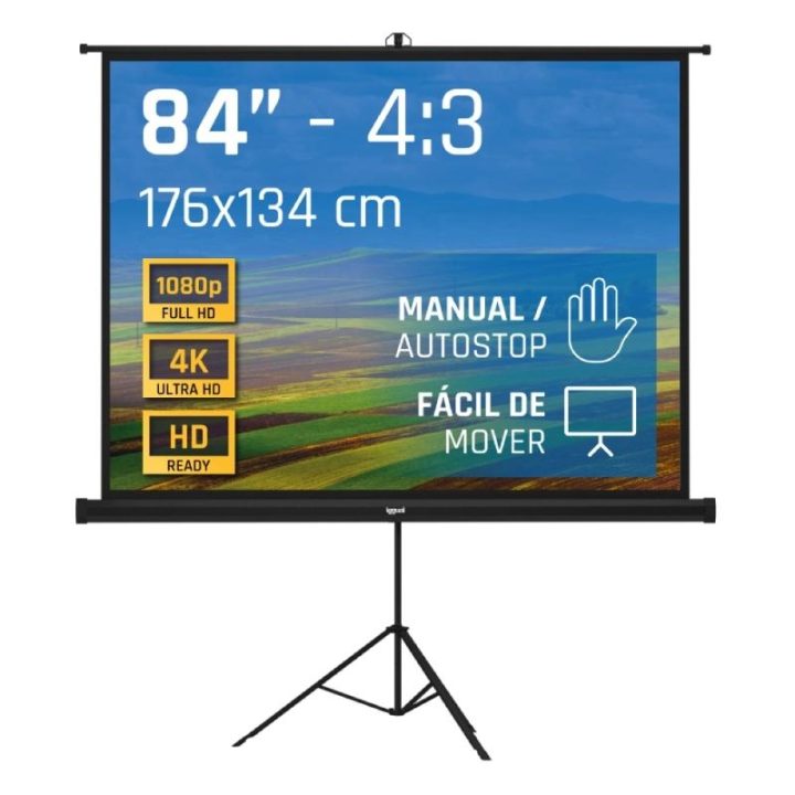 iggual 84" Projector Screen 176x134 cm with Tripod + Bag