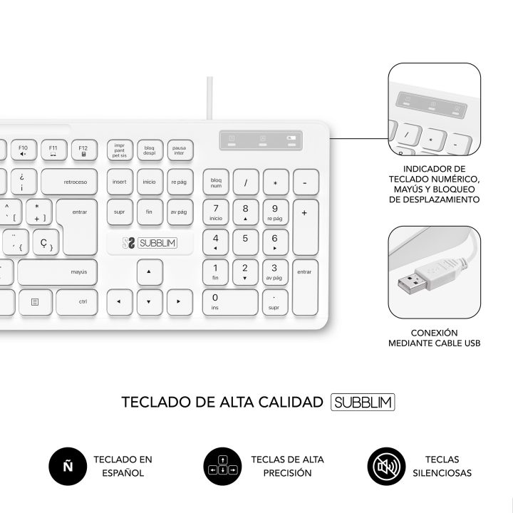 Subblim subkbc-0SSK51 Wired USB Full-Size Keyboard (100%)