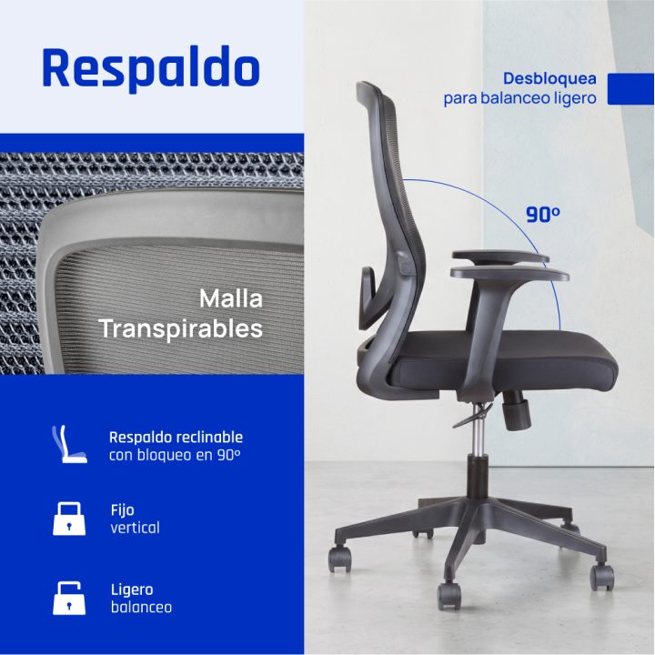 iggual EN1335 Asiento acolchado Respaldo de malla