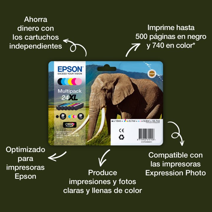 Epson Elephant Cyan 24 Claria Photo HD Ink