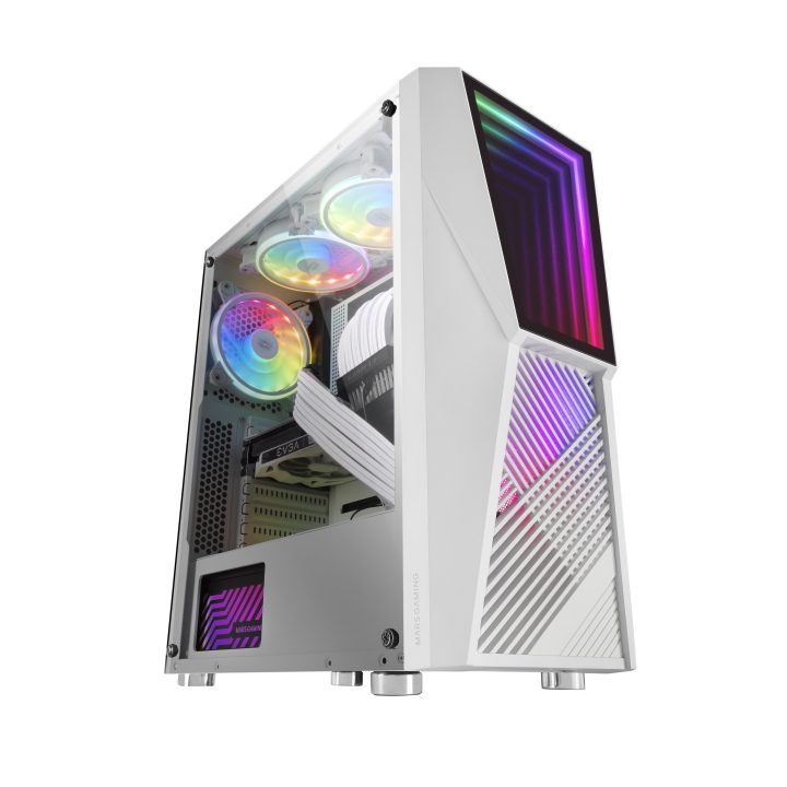 Mars Gaming MC777W, Caja PC Gaming, Infinity Mirror ARGB, Cristal…