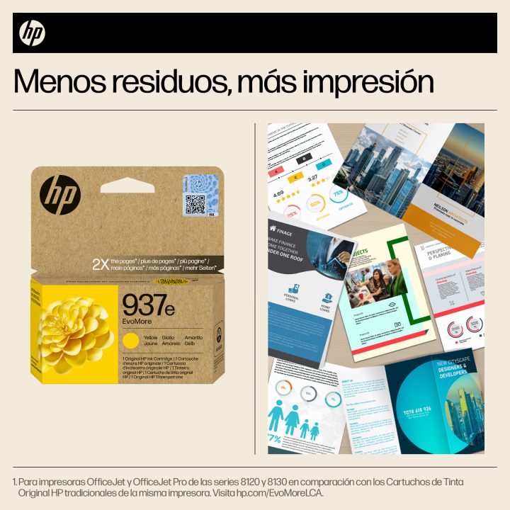 HP Original EvoMore 937e Yellow Ink Cartridge