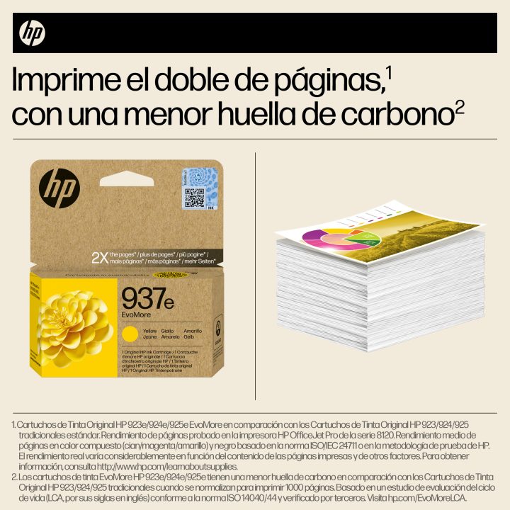 HP Original EvoMore 937e Yellow Ink Cartridge