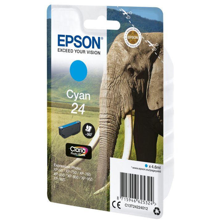 Epson Elephant Cyan 24 Claria Photo HD Ink