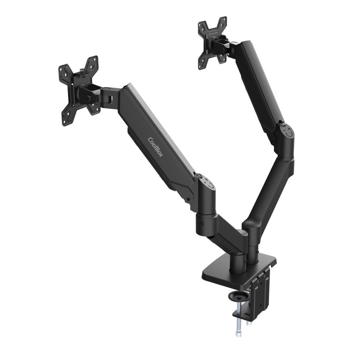 CoolBox Soporte de brazos neumáticos para dos monitores M02D