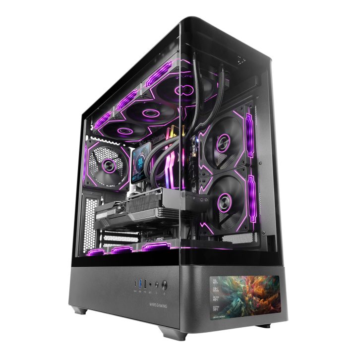 Mars Gaming MCLCDPRO Black Midi Tower PC Case