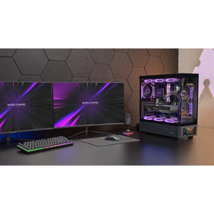 Mars Gaming MCLCDPRO Black Midi Tower PC Case