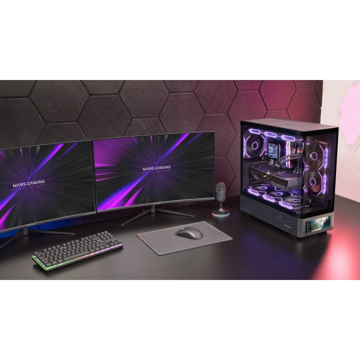 Mars Gaming MCLCDPRO Black Midi Tower PC Case