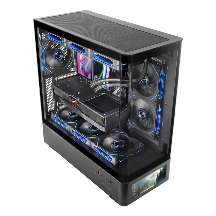Mars Gaming MCLCDPRO Black Midi Tower PC Case