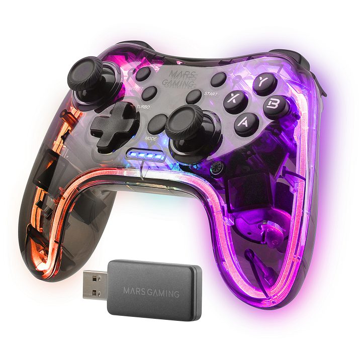 Mars Gaming Gamepad Sem Fios 2.4GPRO, Neon RGB, Vibração Háptica…