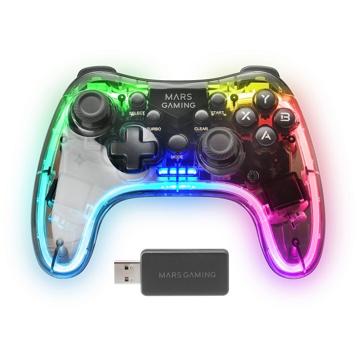 Mars Gaming 2.4GPRO Wireless Gamepad, Neon RGB, Dual Haptic…