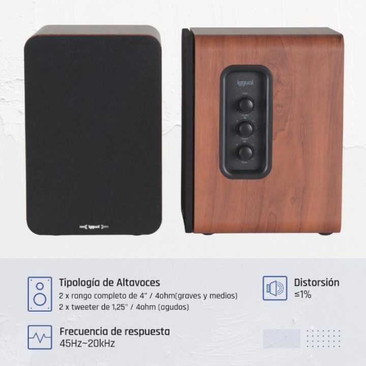 iggual Colunas 2.0 50W Bluetooth 5.3 Home Studio