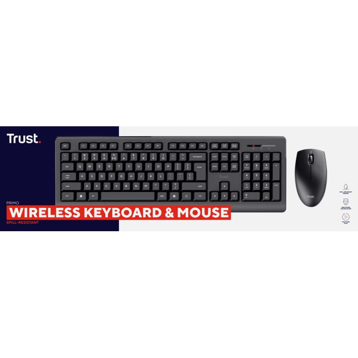 Trust Primo Wireless RF Office Keyboard Mouse Combo QWERTY Spanish…