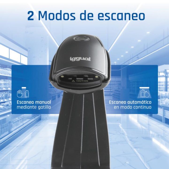 iggual Leitor de códigos de barras 1D USB com suporte de botão