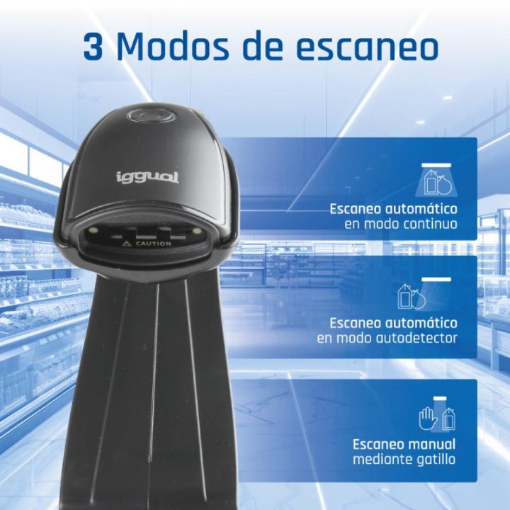 iggual Leitor de códigos de barras 2D USB com suporte de botão