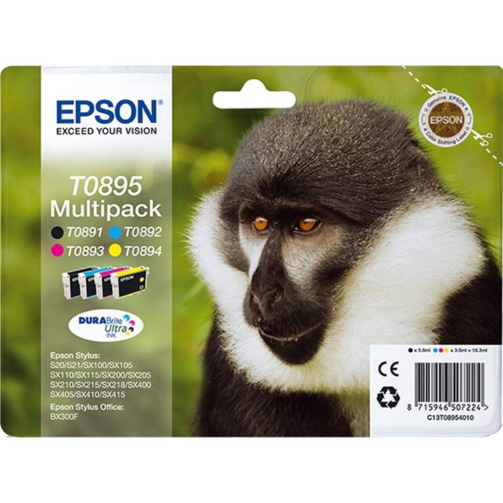 Epson Monkey Tinta multipack 4 cores T0895 DURABrite Ultra Mono