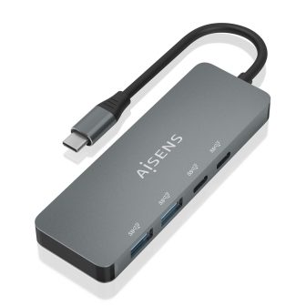 AISENS USB 3.2 Gen2 10G USB-C Hub, USB-C/M-2xUSB-C/H-2xUSB-A/H, Gray…