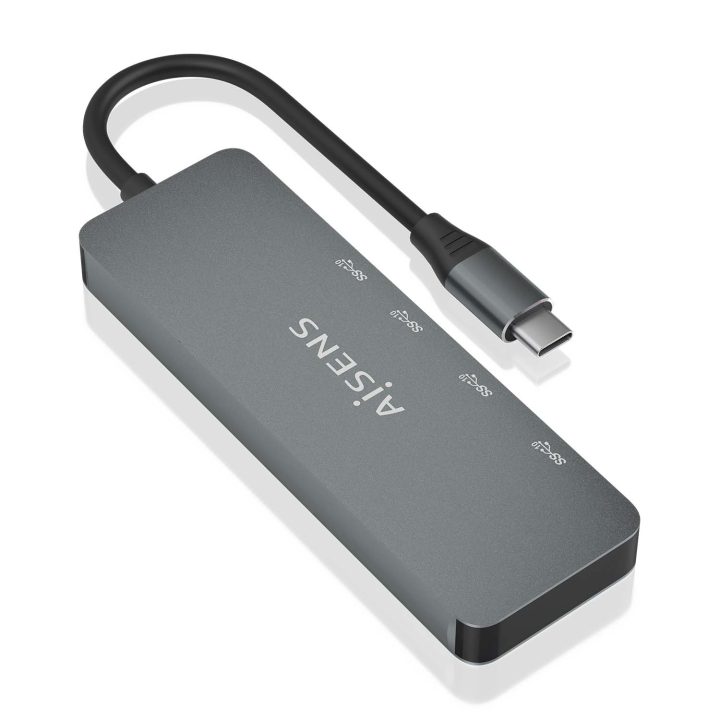 AISENS USB 3.2 Gen2 10G USB-C Hub, USB-C/M-2xUSB-C/H-2xUSB-A/H, Gray…