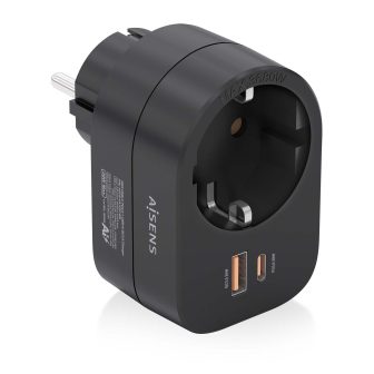 AISENS Multifunction Wall Power Strip with 1 Outlet + 1xUSB-C 20W…