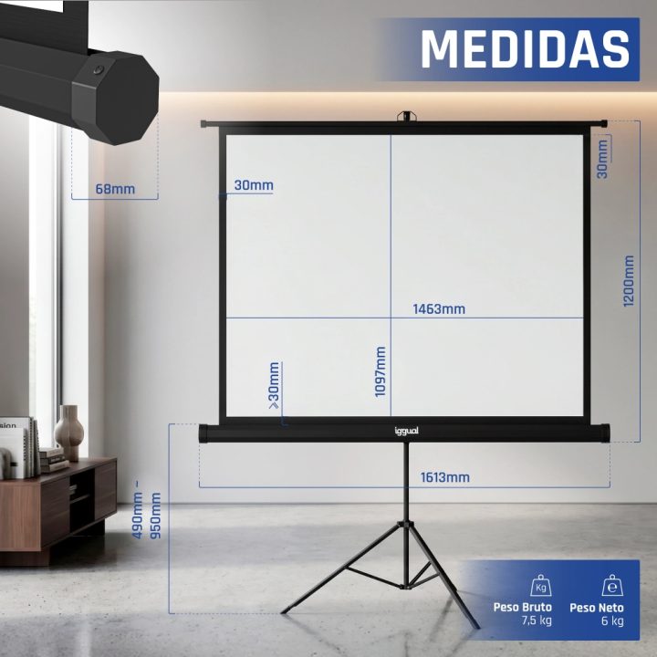 iggual Pantalla 72" 152x115 cm con trípode+bolsa