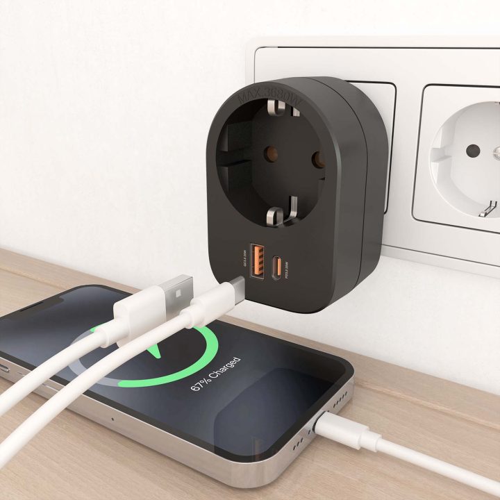 AISENS Multifunction Wall Power Strip with 1 Outlet + 1xUSB-C 20W…