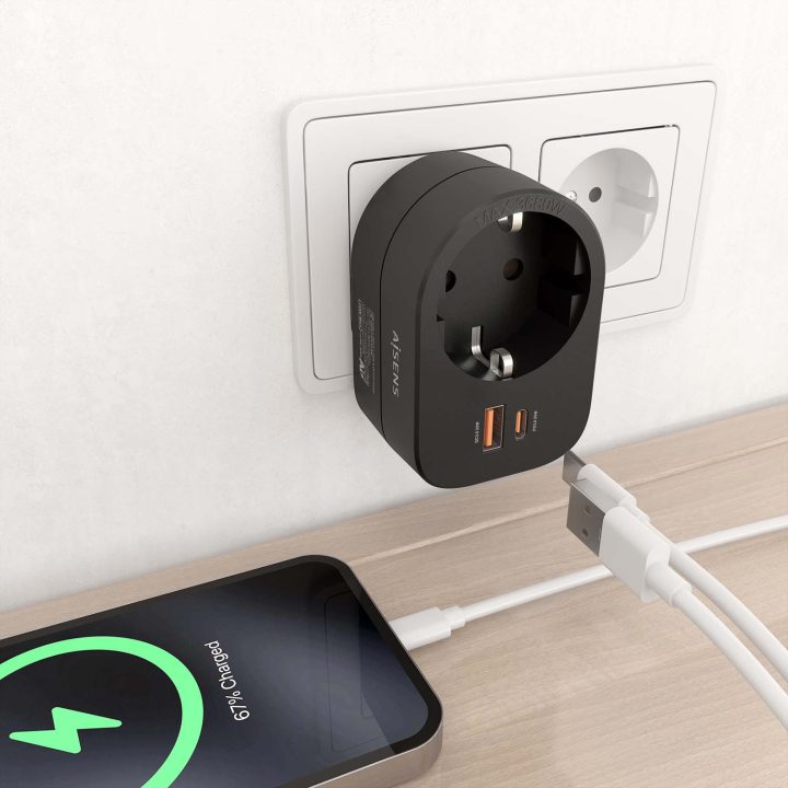 AISENS Regleta de Parede Multifunções com 1 Tomada + 1xUSB-C 20W…