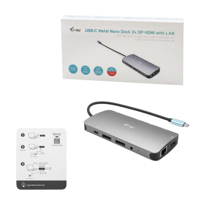 i-tec Metal USB-C Nano 3x Display Docking Station + Power Delivery…