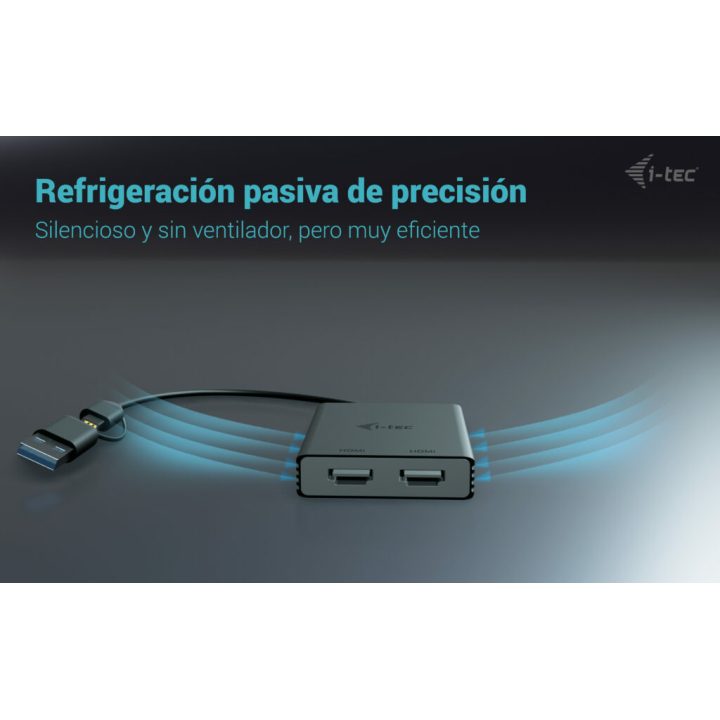 Adaptador de vídeo i-tec USB-A/USB-C Dual 4K/60 Hz HDMI