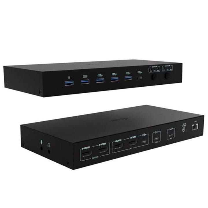 i-tec USB-C KVM Dock PRO for Three Hosts, Dual Video, with 2x Power…