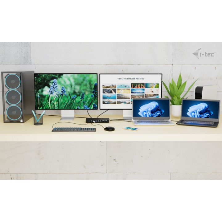 i-tec USB-C KVM Dock PRO for Three Hosts, Dual Video, with 2x Power…