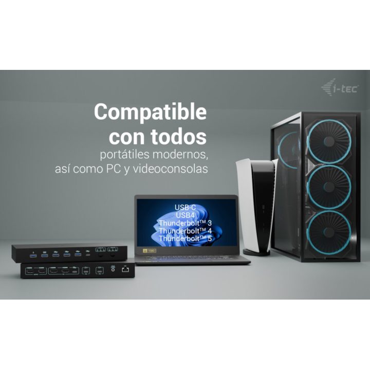 i-tec USB-C KVM Dock PRO for Three Hosts, Dual Video, with 2x Power…