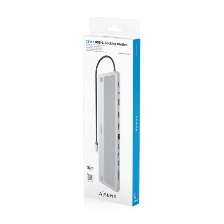 AISENS USB-C Dock 12 em 1, USB-C para 2xHDMI, 1xDisplayPort, 1xRJ45…