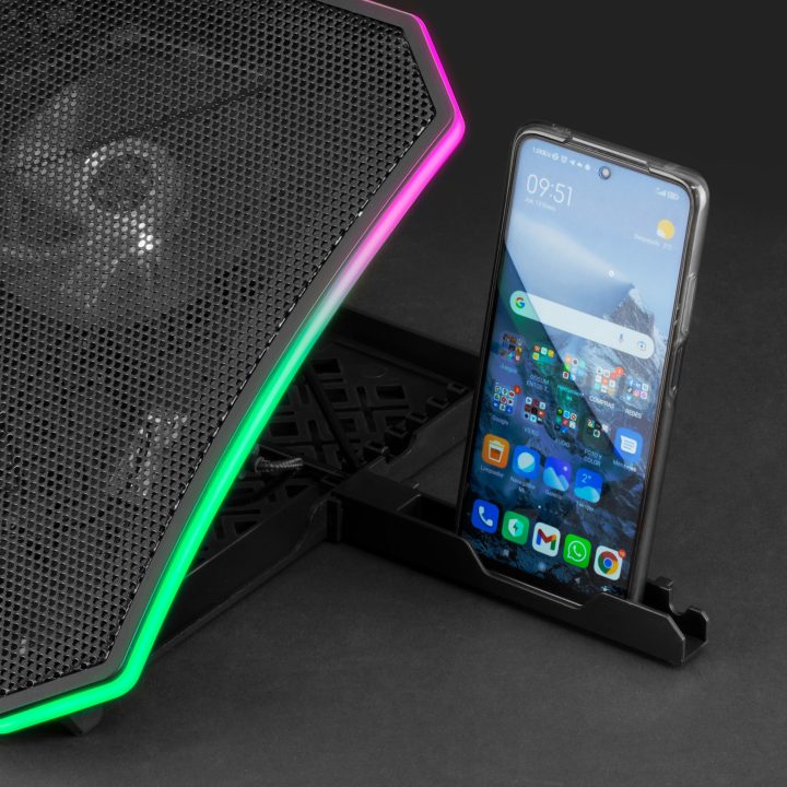Mars Gaming MNBC6, XL 19'' ARGB Cooling Pad + Stand, 3 Fans, Phone…