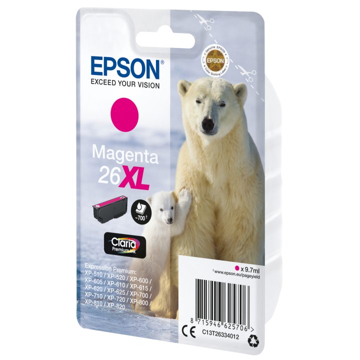 Epson Polar bear Tinta magenta 26XL Claria Premium Urso polar