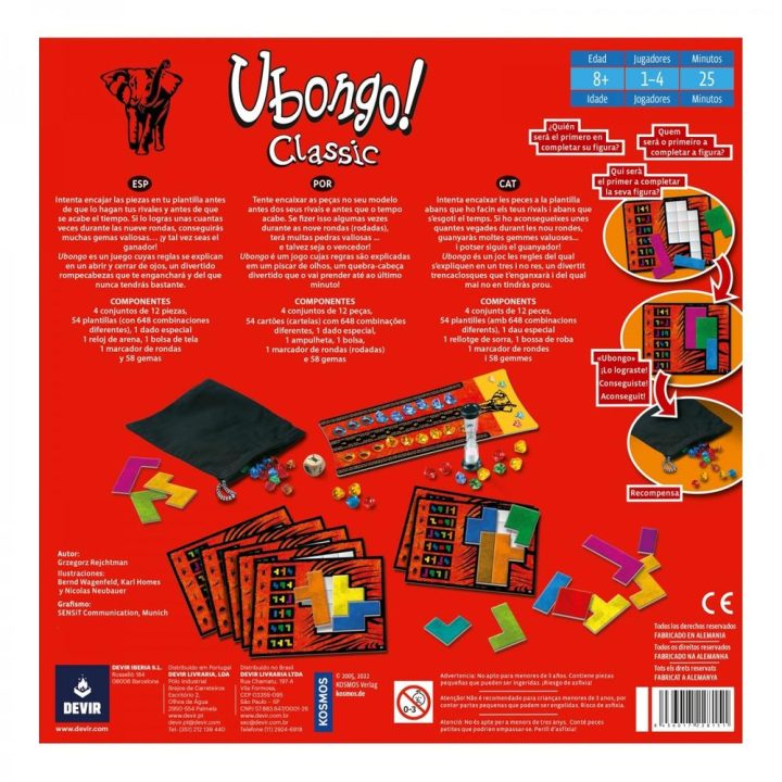 Jogo de tabuleiro Devir Ubongo versão trilingue PEGI 8 (BGUBON)