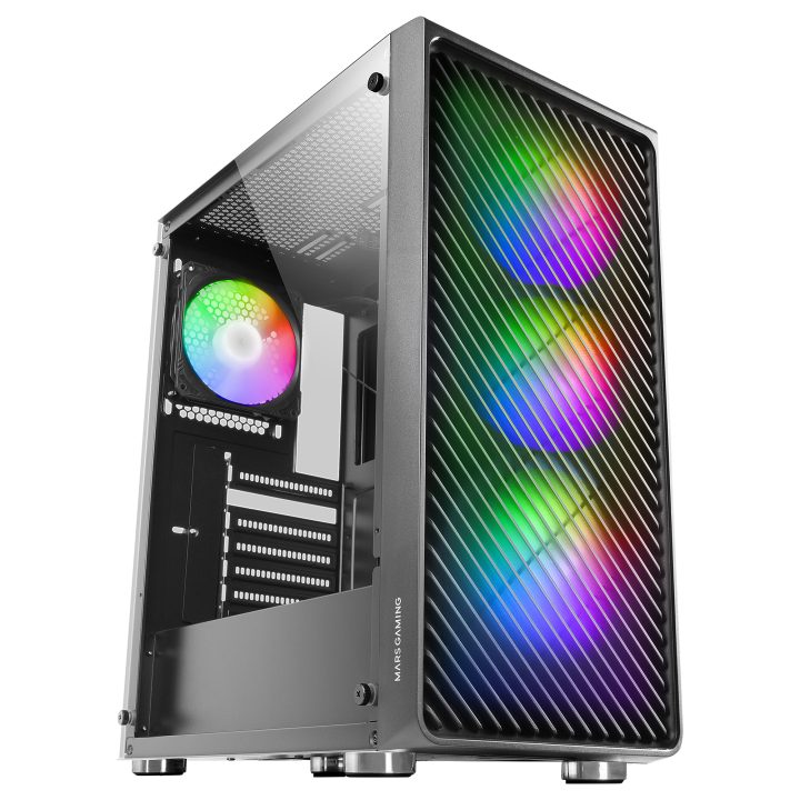 Mars Gaming MC-F, Semitorre Gaming ATX, Ventana Completa Cristal…