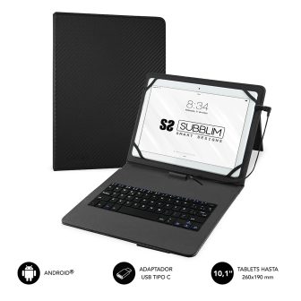Funda + teclado Subblim para tablet 9.6 pulgadas a 11 pulgadas negro…