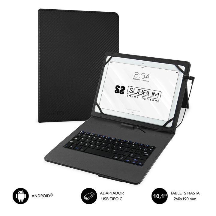 Capa + teclado Subblim para tablet 9,6 polegadas a 11 polegadas preto…