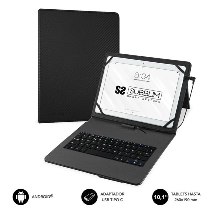 Capa + teclado Subblim para tablet 9,6 polegadas a 11 polegadas preto…