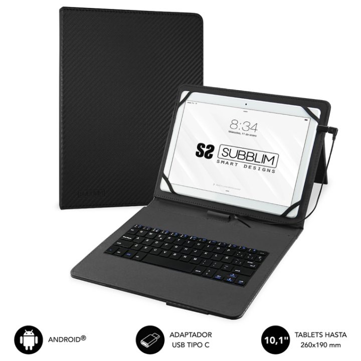 Capa + teclado Subblim para tablet 9,6 polegadas a 11 polegadas preto…