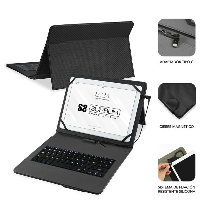 Subblim Case + Keyboard for 9.6 to 11-inch Tablet, Black…