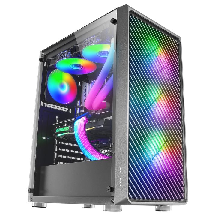 Mars Gaming MC-F, Semitorre Gaming ATX, Ventana Completa Cristal…