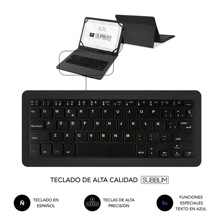 Capa + teclado Subblim para tablet 9,6 polegadas a 11 polegadas preto…