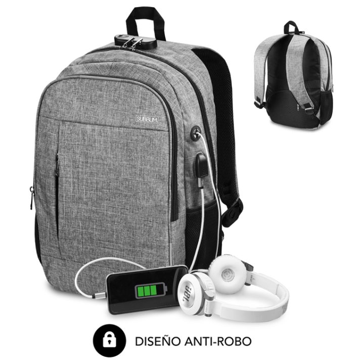 Mochila para Portátil Subblim Urban Lock Backpack 16" Cinzento…
