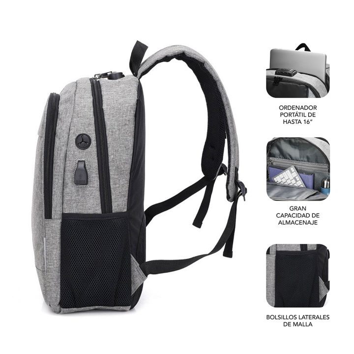 Subblim Urban Lock Backpack 16" Gray (SUB-BP-1UL0001)