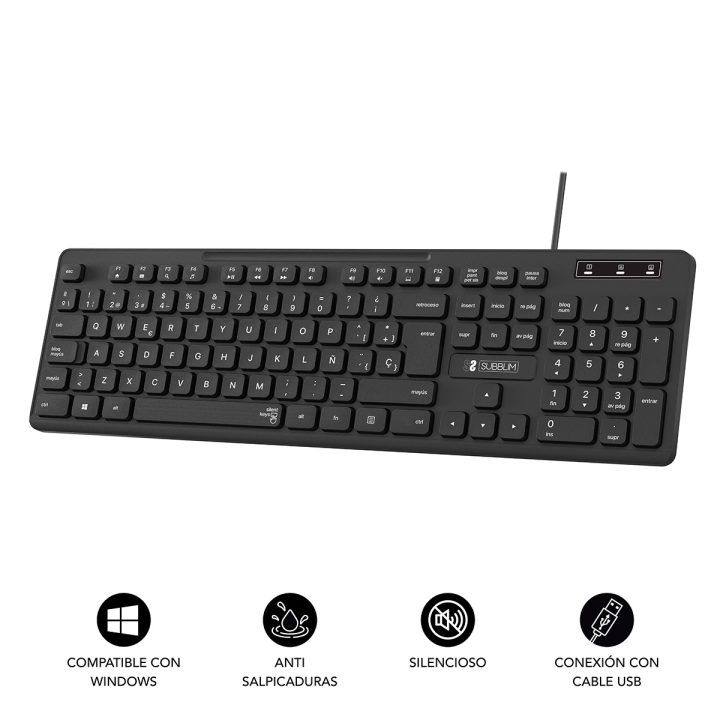 Teclado Subblim subkbc-0SSK50 Cabo USB Completo (100%)