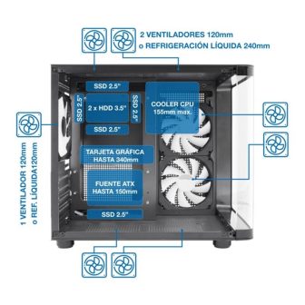 CoolBox GAMING MATX CASE GM100 VISION USB3.2 GEN1 NO PSU + 3 ARGB FANS