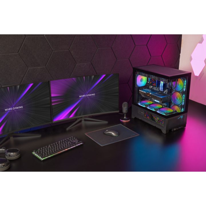 Mars Gaming MCLCDX caixa de computador Midi Tower Preto