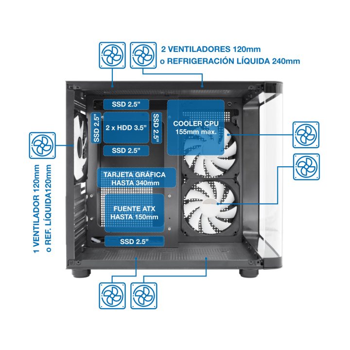 CoolBox GAMING CAIXA MATX GM100 VISION USB3.2 GEN1 SEM FIOS + 3…