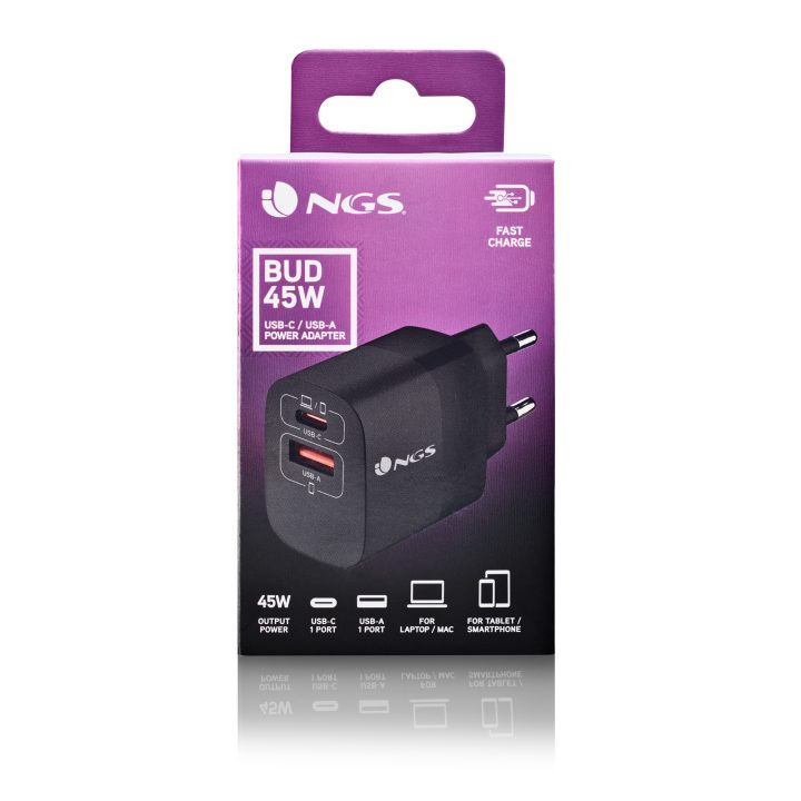 NGS BUD 45W Universal Preto Corrente Alternada Carregamento Rápido…